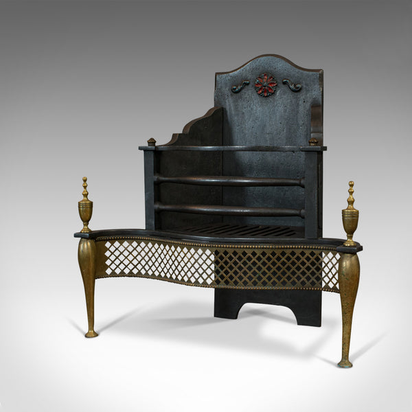 Antique Fireplace, English, Cast Iron, Fire Basket, Regency Taste, Victorian