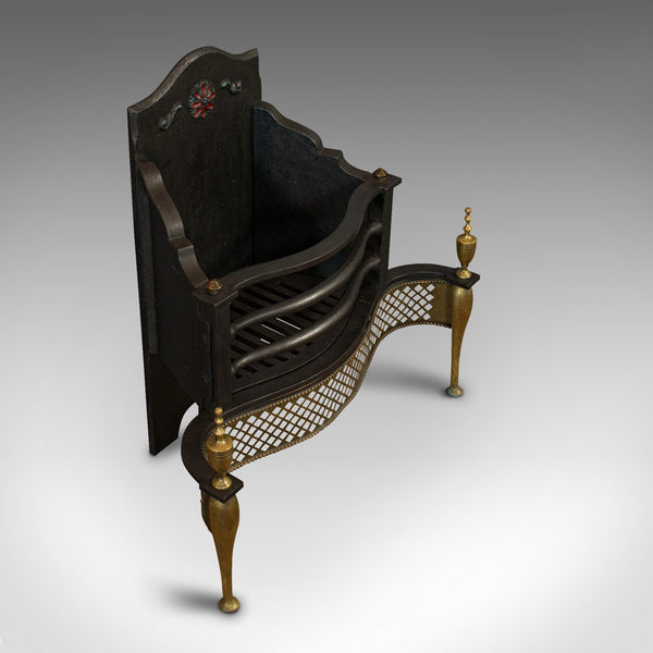 Antique Fireplace, English, Cast Iron, Fire Basket, Regency Taste, Victorian