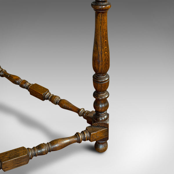 Antique Cricket Table, English, Oak, Drop Leaf, Lamp, Occasional, Edwardian