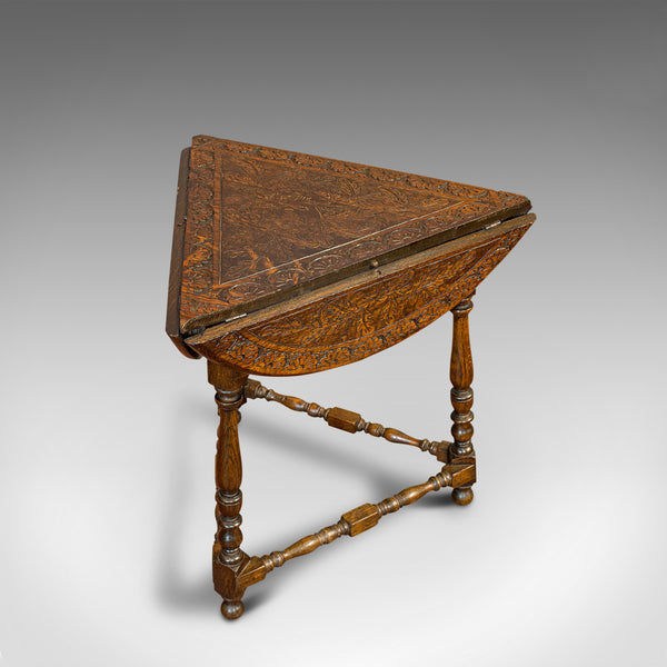 Antique Cricket Table, English, Oak, Drop Leaf, Lamp, Occasional, Edwardian