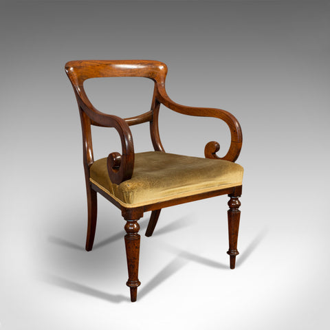 Antique Serpentine Arm Chair, English, Mahogany, Elbow Seat, Regency, Circa 1820