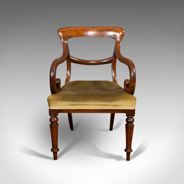 Antique Serpentine Arm Chair, English, Mahogany, Elbow Seat, Regency, Circa 1820