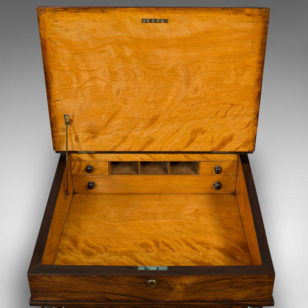 Antique Davenport, English, Rosewood, Satinwood, Writing Desk, Victorian, C.1880
