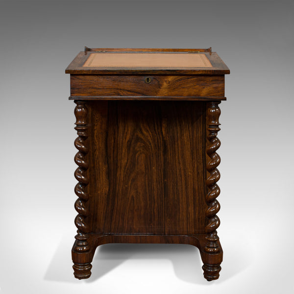 Antique Davenport, English, Rosewood, Satinwood, Writing Desk, Victorian, C.1880