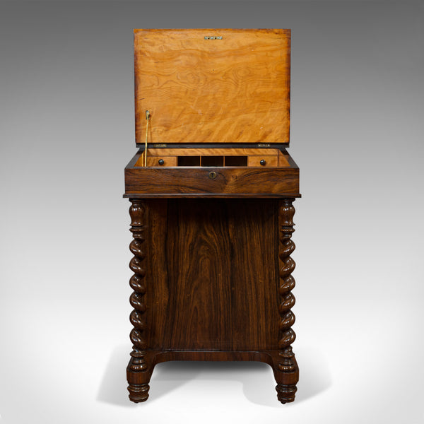 Antique Davenport, English, Rosewood, Satinwood, Writing Desk, Victorian, C.1880