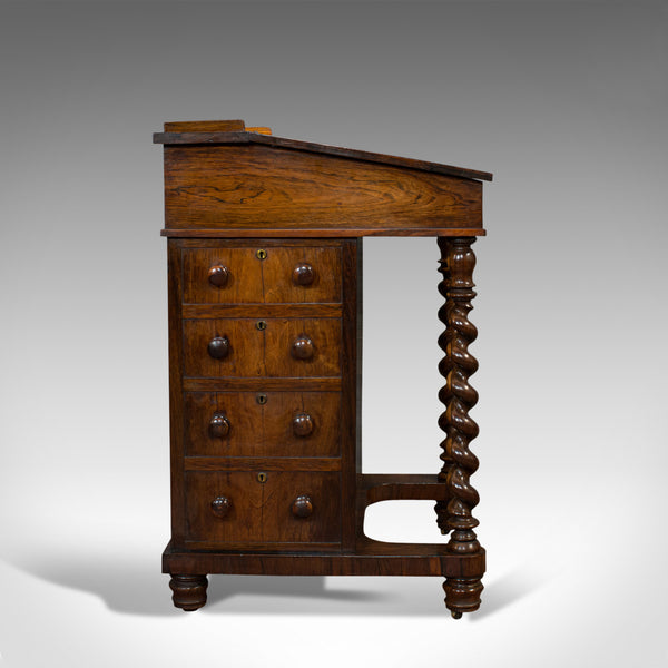 Antique Davenport, English, Rosewood, Satinwood, Writing Desk, Victorian, C.1880