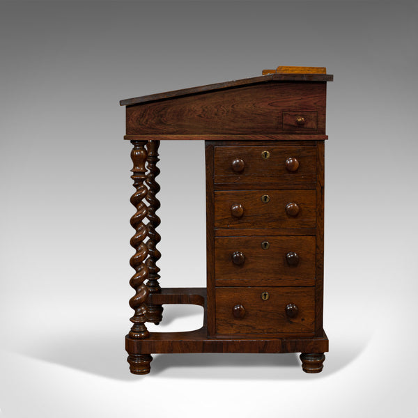 Antique Davenport, English, Rosewood, Satinwood, Writing Desk, Victorian, C.1880