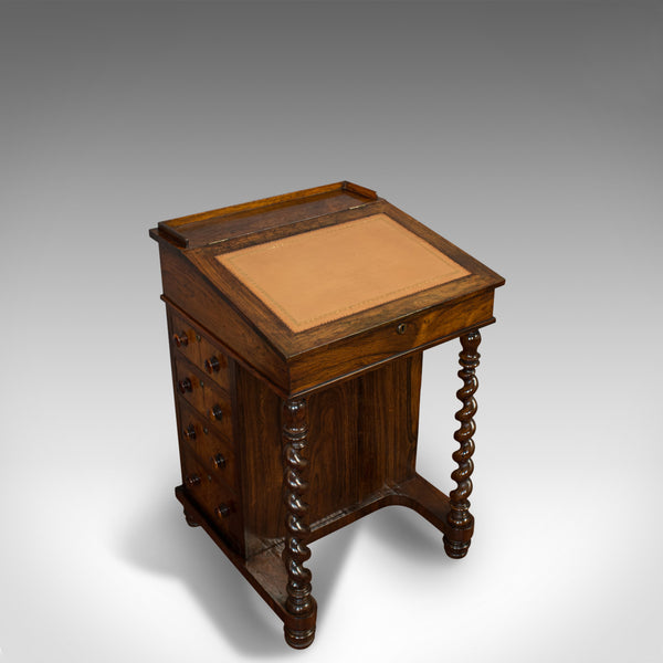 Antique Davenport, English, Rosewood, Satinwood, Writing Desk, Victorian, C.1880