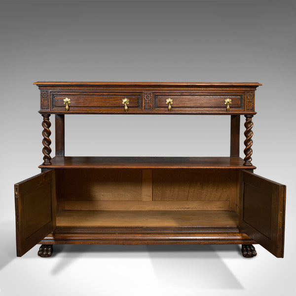 Large Antique Buffet, English, Oak, Server, Sideboard, Jacobean Taste, Victorian