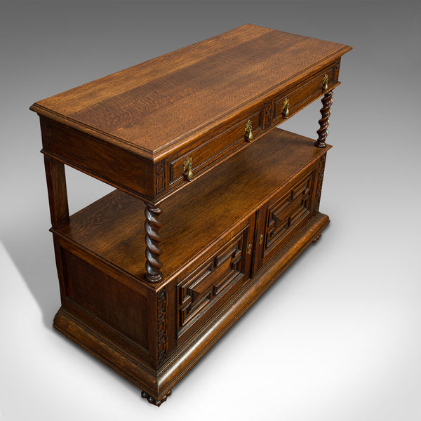 Large Antique Buffet, English, Oak, Server, Sideboard, Jacobean Taste, Victorian