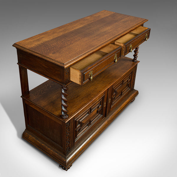Large Antique Buffet, English, Oak, Server, Sideboard, Jacobean Taste, Victorian