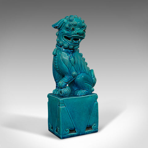 Vintage Dog Statue, Oriental, Ceramic, Dog of Fo, Ornament, Art Deco, Circa 1950