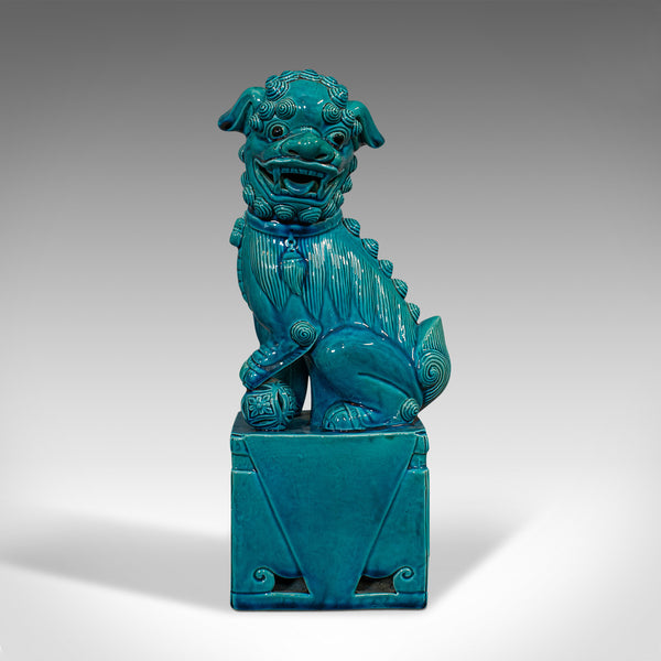 Vintage Dog Statue, Oriental, Ceramic, Dog of Fo, Ornament, Art Deco, Circa 1950