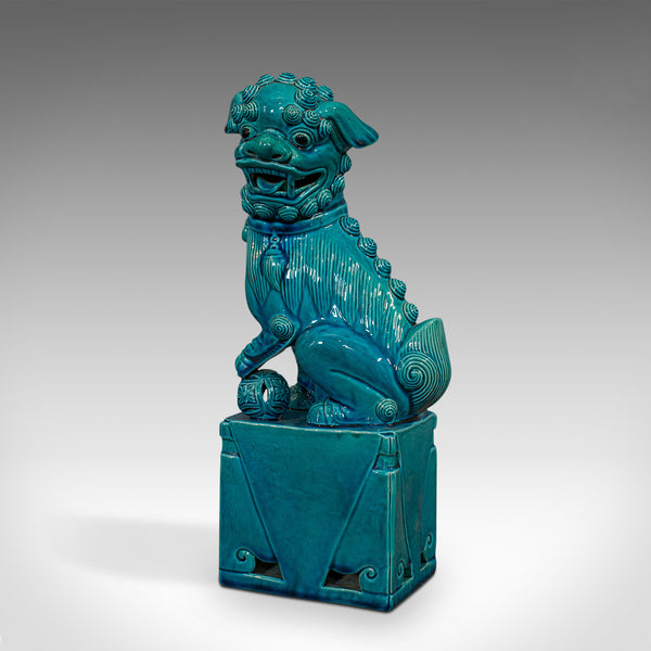 Vintage Dog Statue, Oriental, Ceramic, Dog of Fo, Ornament, Art Deco, Circa 1950