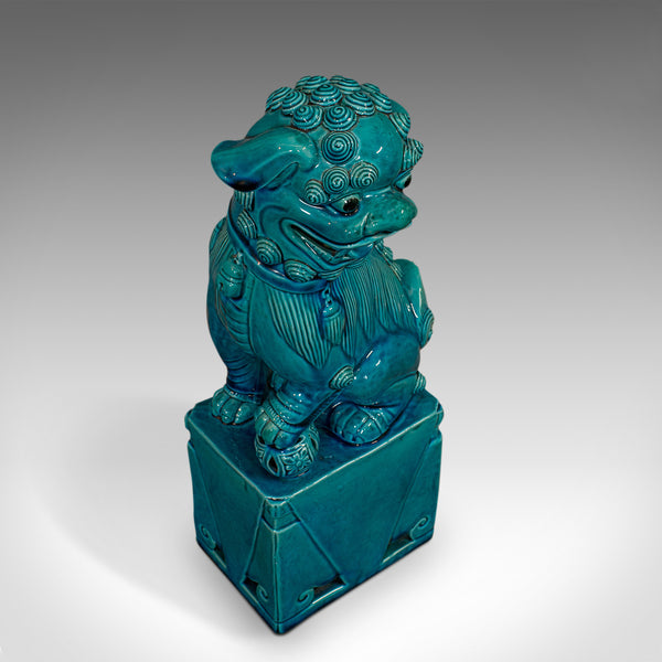 Vintage Dog Statue, Oriental, Ceramic, Dog of Fo, Ornament, Art Deco, Circa 1950