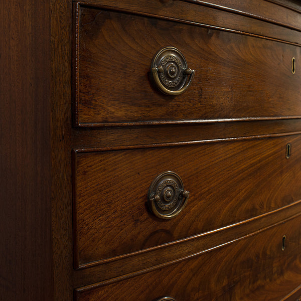 Antique Bow Front Chest of Drawers, English, Mahogany, Bachelor's Cabinet, 1890