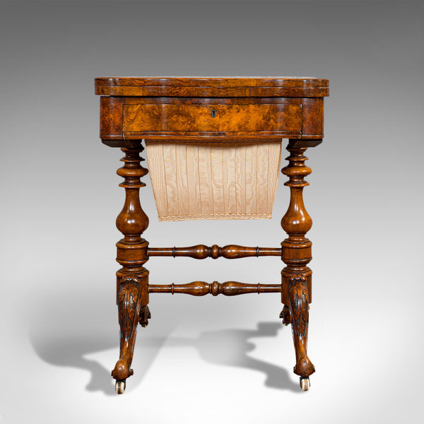 Antique Games Table, English, Walnut, Burr, Chess, Backgammon, Victorian, C.1860