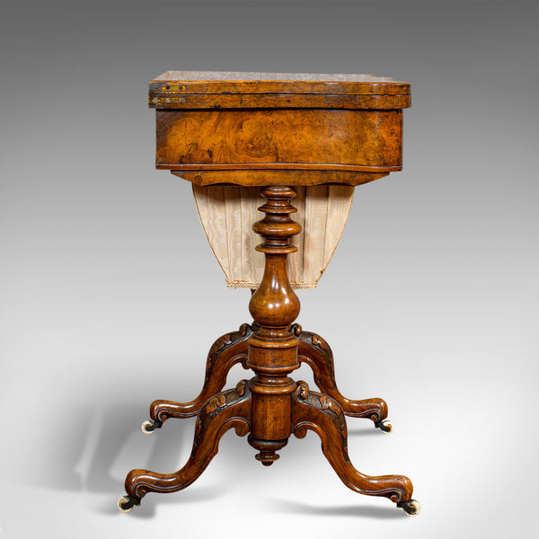 Antique Games Table, English, Walnut, Burr, Chess, Backgammon, Victorian, C.1860