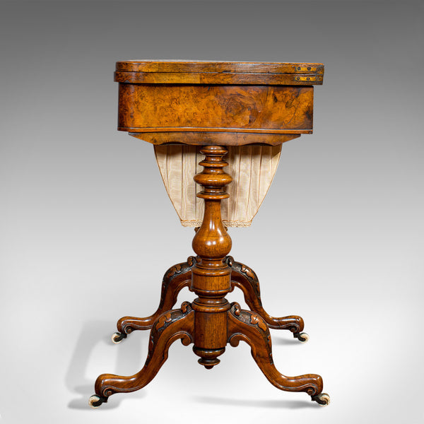 Antique Games Table, English, Walnut, Burr, Chess, Backgammon, Victorian, C.1860