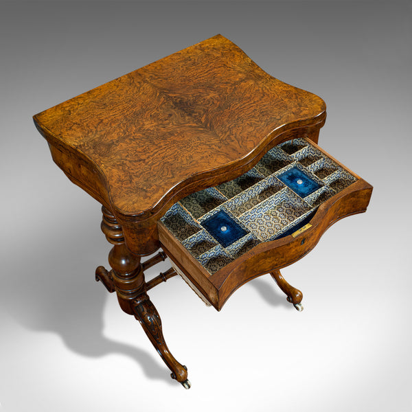 Antique Games Table, English, Walnut, Burr, Chess, Backgammon, Victorian, C.1860