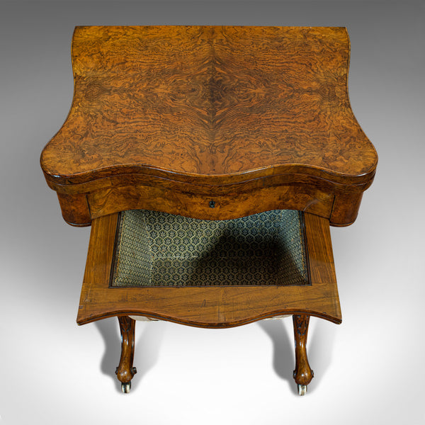Antique Games Table, English, Walnut, Burr, Chess, Backgammon, Victorian, C.1860