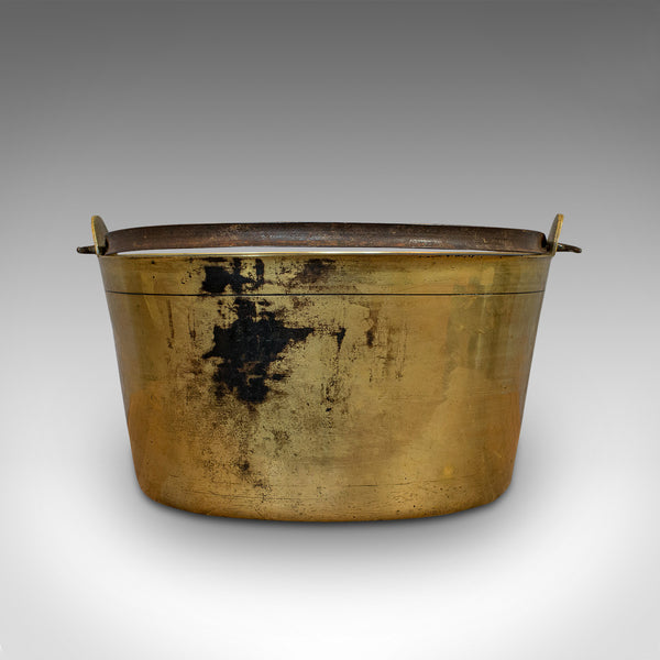 Antique Jam Pan, French, Solid Brass, Artisan Kitchen Pot, Victorian, Circa 1900