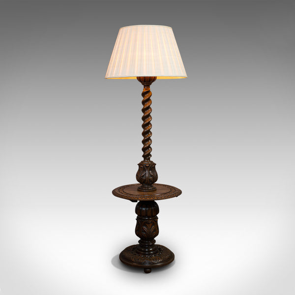 Tall Vintage Standard Lamp, English, Beech, Light, Wine Table, Art Deco, C.1950