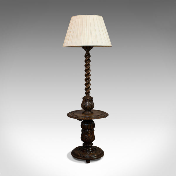 Tall Vintage Standard Lamp, English, Beech, Light, Wine Table, Art Deco, C.1950
