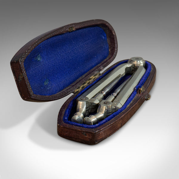 Antique Folding Pocket Compass, Pillar Divider, Drawing Instrument, Victorian
