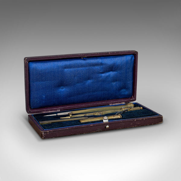Vintage Travelling Cartographer's Compass Set, English, Drawing Instruments