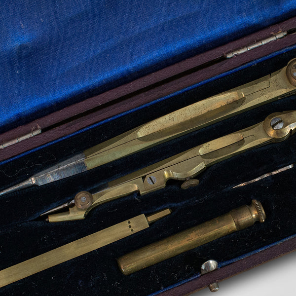 Vintage Travelling Cartographer's Compass Set, English, Drawing Instruments