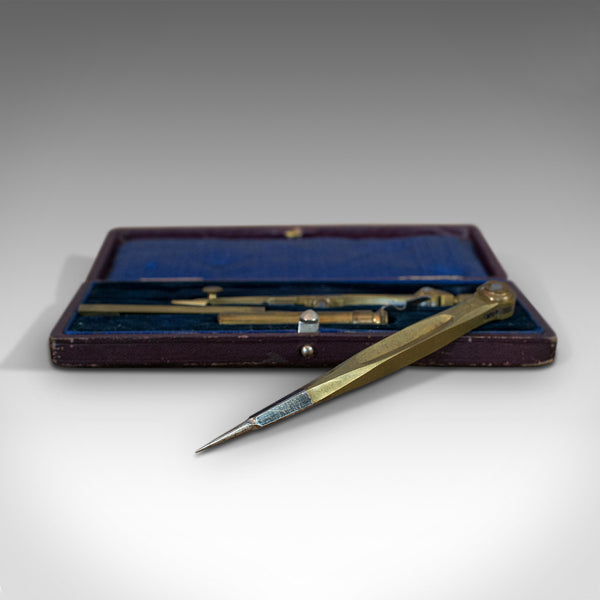 Vintage Travelling Cartographer's Compass Set, English, Drawing Instruments