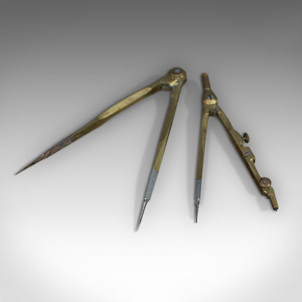 Vintage Travelling Cartographer's Compass Set, English, Drawing Instruments