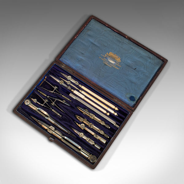 Antique Technical Drawing Set, Cartographer, Architect, Harling of London, 1900