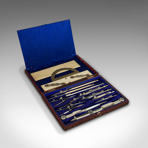 Antique Instrument Set, English, Architect's, Technical Drawing, Davis & Sons