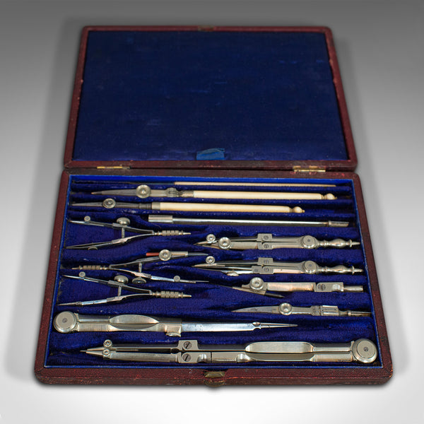 Antique Instrument Set, English, Architect's, Technical Drawing, Davis & Sons