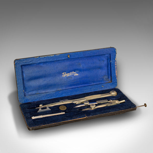Vintage Travelling Cartographer's Drawing Set, Instruments, Reeves & Son, 1930