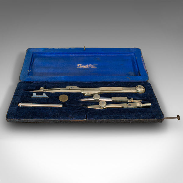 Vintage Travelling Cartographer's Drawing Set, Instruments, Reeves & Son, 1930