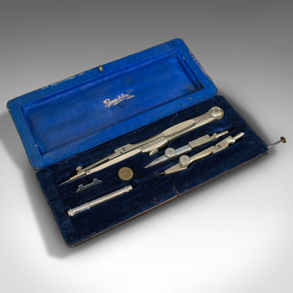Vintage Travelling Cartographer's Drawing Set, Instruments, Reeves & Son, 1930