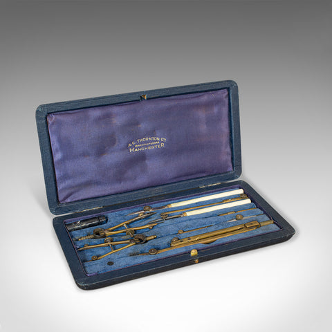 Vintage Draughtsman's Technical Drawing Case, Instrument Set, AG Thornton, 1930