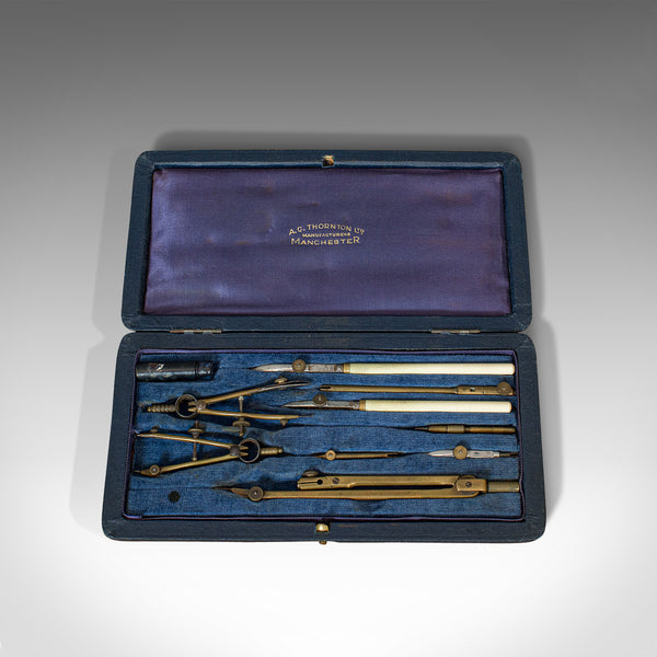 Vintage Draughtsman's Technical Drawing Case, Instrument Set, AG Thornton, 1930