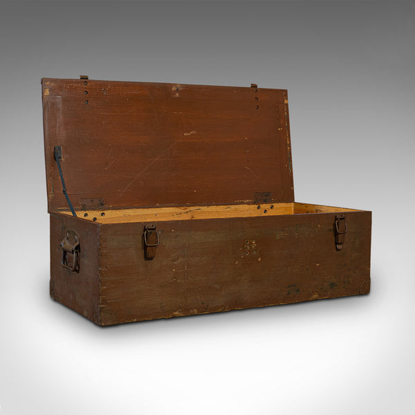 Large Vintage Carriage Chest, Welsh, Pine, Linen Trunk, 20th Century, C.1950