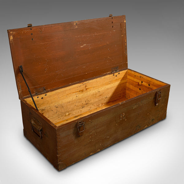 Large Vintage Carriage Chest, Welsh, Pine, Linen Trunk, 20th Century, C.1950