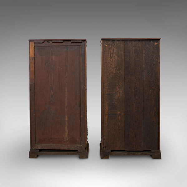 Tall, Antique, Pair of, Side Cabinets, English, Mahogany, Nightstand, Regency