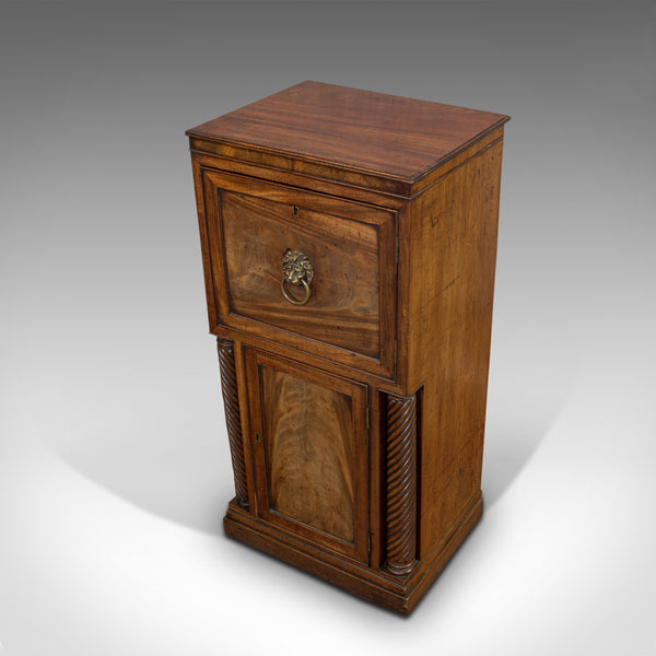 Tall, Antique, Pair of, Side Cabinets, English, Mahogany, Nightstand, Regency