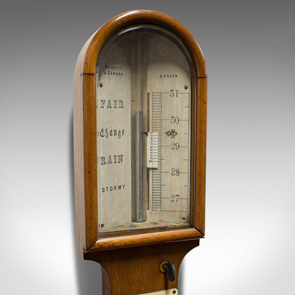 Antique Stick Barometer, Walnut, Scientific Instrument, Negretti & Zambra, 1900