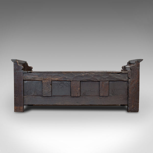Antique Coffer, French, Oak, Window Seat, Storage Bench, 17th Century, C.1700