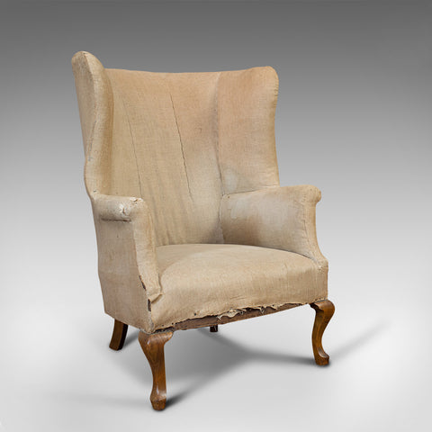 Antique Wing Armchair, English, Barrel-Back, Seat, Chair, Victorian, Circa 1900