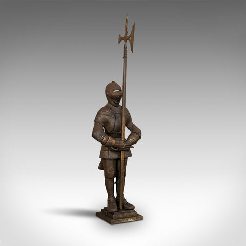 Antique Fire Companion, English, Steel, Knight, Fireside Tools, Victorian, 1900