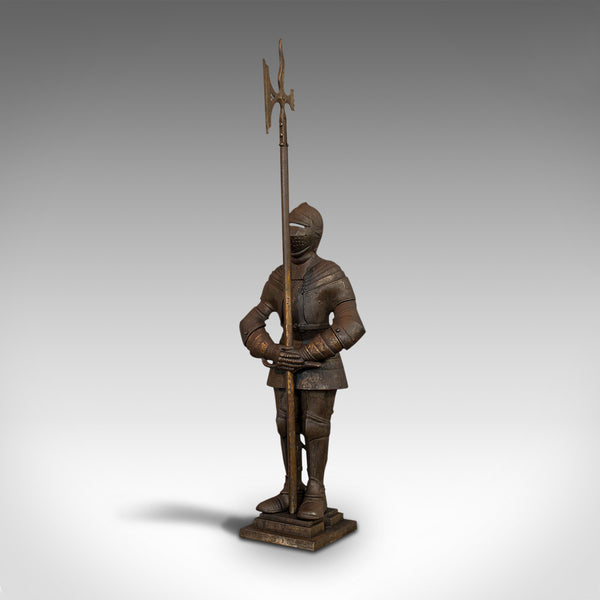 Antique Fire Companion, English, Steel, Knight, Fireside Tools, Victorian, 1900